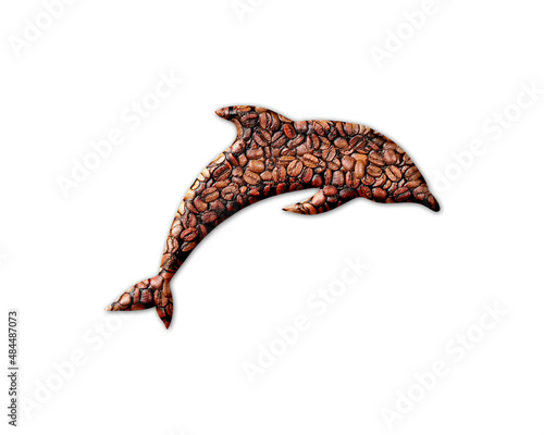 Dolphin Fish Coffee Beans Icon Logo Symbol illustration