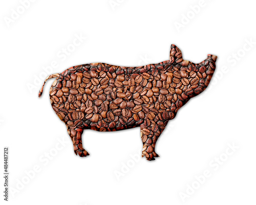 Pig Swine Hog Coffee Beans Icon Logo Symbol illustration