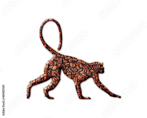Monkey Chimp Coffee Beans Icon Logo Symbol illustration