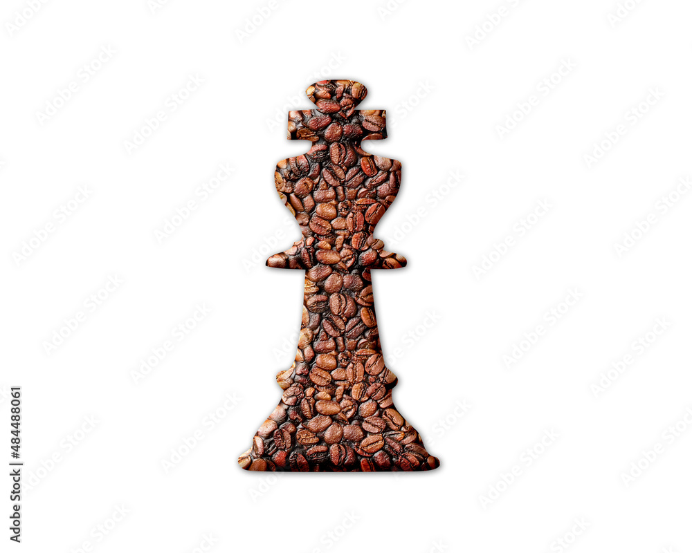 Chess King Coffee Beans Icon Logo Symbol illustration