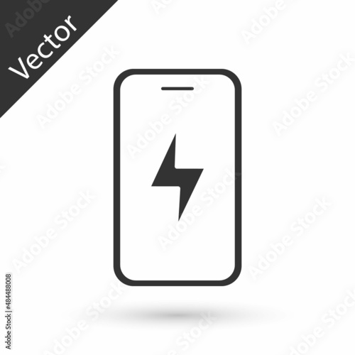 Free Download Grey Smartphone charging battery icon isolated on white background. Phone with a low battery charge. Vector - GFXLoad