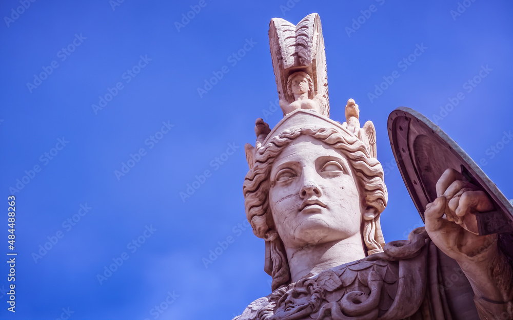 Athena statue, the ancient Greek goddess of knowledge and wisdom Stock  Photo