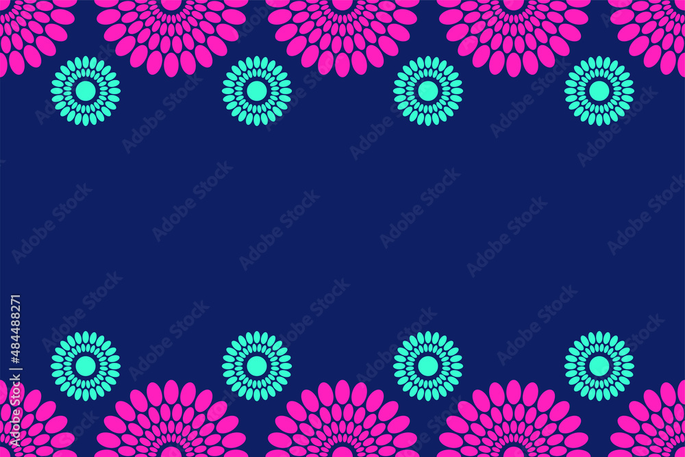 Seamless horizontal border pattern with circles, round shapes. African fashion vector pattern. Bright colors. Textile, fashion pattern. Color illustration. Space for text. Vector color background. Seamless horizontal border pattern with circles, round shapes. African fashion vector pattern. Bright colors. Textile, fashion pattern. Color illustration. Space for text. Vector color background.