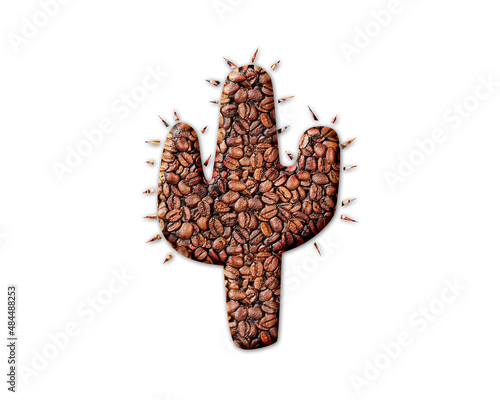 Cactus Cacti Succulent Plant Coffee Beans Icon Logo Symbol illustration