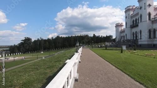 Puslowski castle in Kosava at summertime closeup. Republic of Belarus, Kosavo district photo