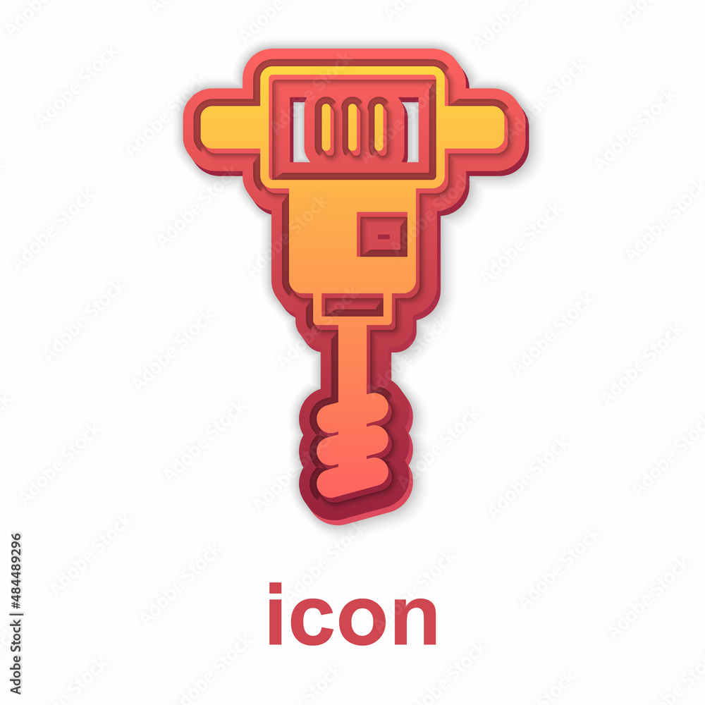 Gold Electrical hand concrete mixer icon isolated on white background. Handheld electric cement mixer. Vector Gold Electrical hand concrete mixer icon isolated on white background. Handheld electric cement mixer. Vector