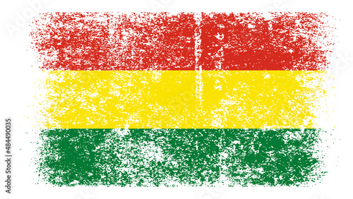 Bolivia Flag Distressed Grunge Vintage Retro. Isolated on White Background