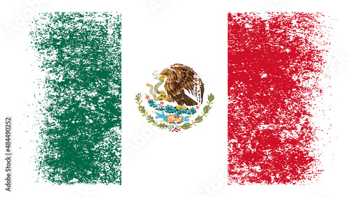 Mexico Flag Distressed Grunge Vintage Retro. Isolated on White Background