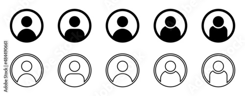User icons. Vector avatar, member, profile, person silhouette, face pictograms for web. Flat symbols for office. Human, people signs with black head, account for internet, social app.Male team, admin