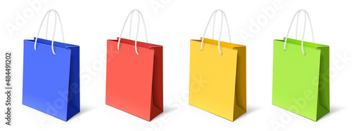 Paper bag for gift and purchase. Shopping accessory.