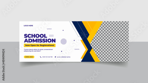 Kids school admission Facebook cover page, Back to school & web banner template