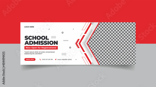 Kids school admission Facebook cover page, Back to school & web banner template