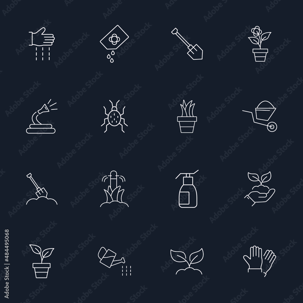 gardening icons set . gardening pack symbol vector elements for infographic web gardening icons set . gardening pack symbol vector elements for infographic web