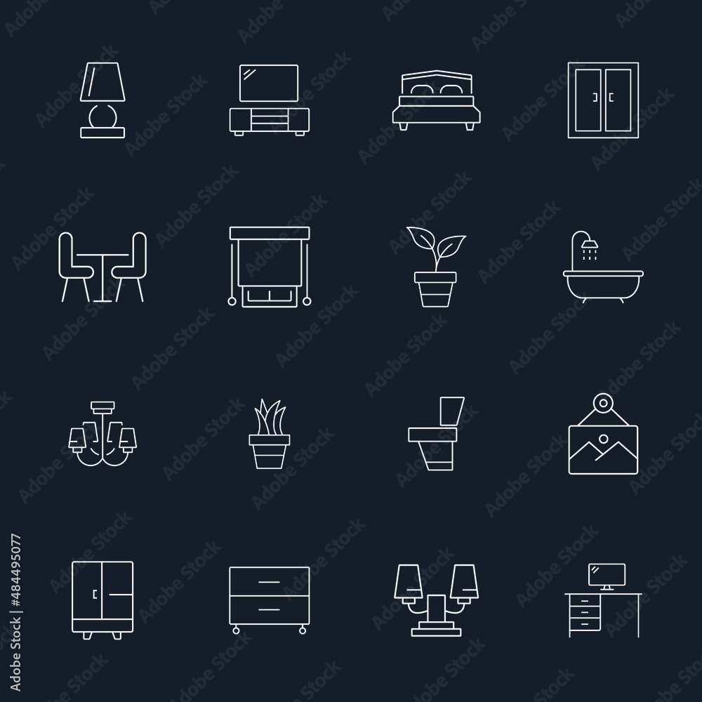Home Room icons set . Home Room pack symbol vector elements for infographic web