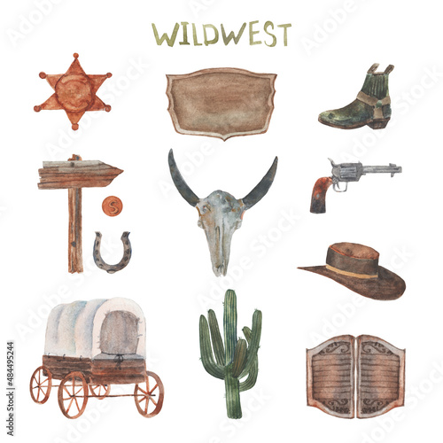 Set of watercolor western illustrations © Надежда Синатос
