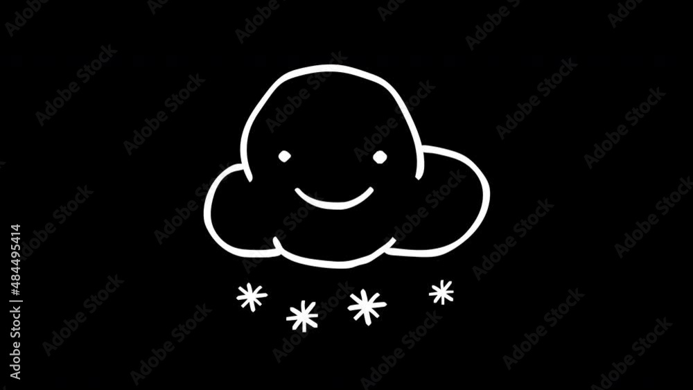 Happy cloud falling snow and smiles. Frame by frame animation. Alpha channel. Looped animation Happy cloud falling snow and smiles. Frame by frame animation. Alpha channel. Looped animation