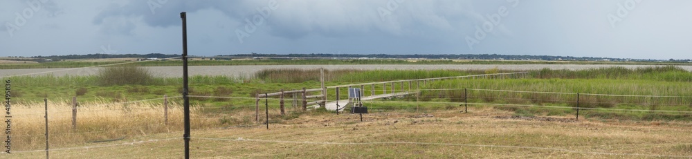 Panorama of jetty and rural farm in Clayton, South Australia.