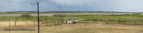 Panorama of jetty and rural farm in Clayton, South Australia.