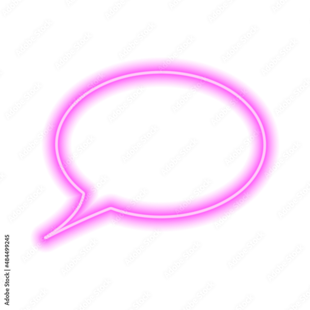Blank speech bubble isolated on white. Neon pink contour Blank speech bubble isolated on white. Neon pink contour