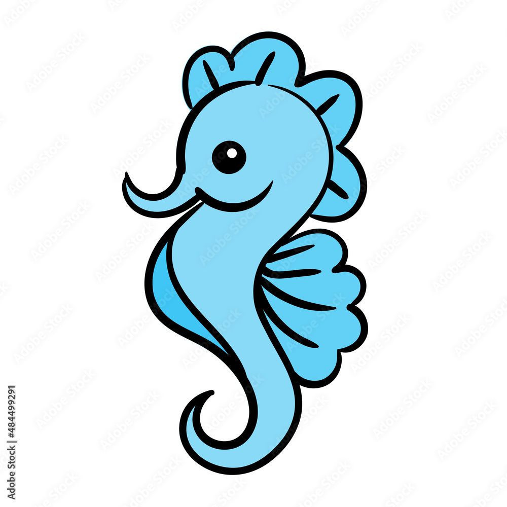 seahorse, vector illustration isolated on white background. Sea horse Cute cartoon Icon. seahorse, vector illustration isolated on white background. Sea horse Cute cartoon Icon.