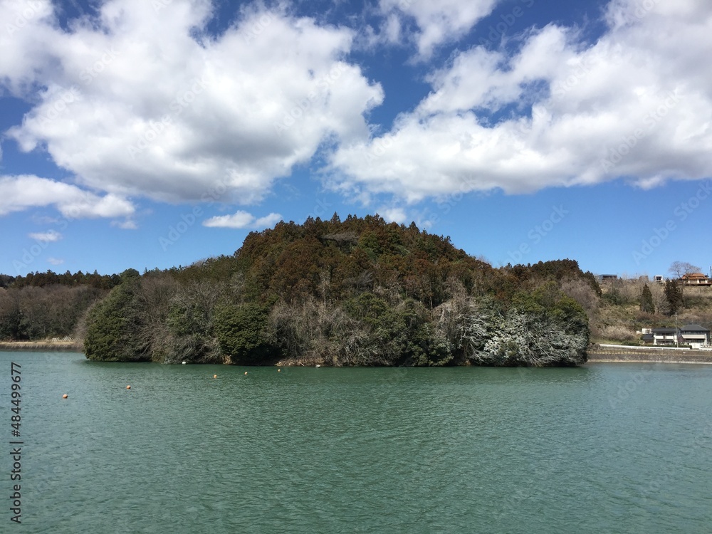 Small island in a Lake Gunma Japan