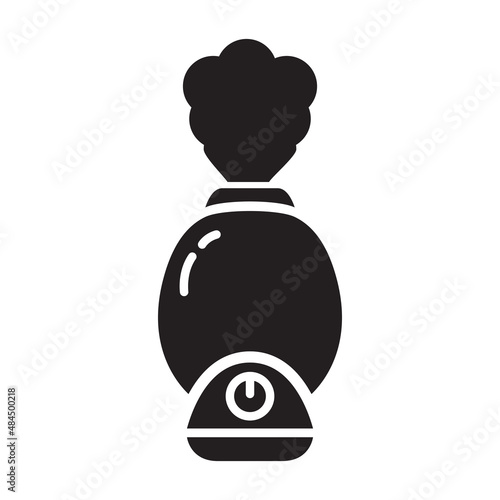 Silhouette humidifier with steam jet icon.Isolated on white background.Vector flat illustration.