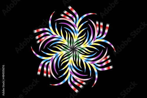 colourful caleidoscope classic gradient flower art pattern of traditional batik ethnic dayak ornament for wallpaper ads background sticker or clothing