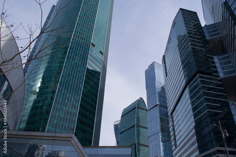 Urban landscape. Skyscrapers in Moscow against the blue sky. Urban landscape. Skyscrapers in Moscow against the blue sky.