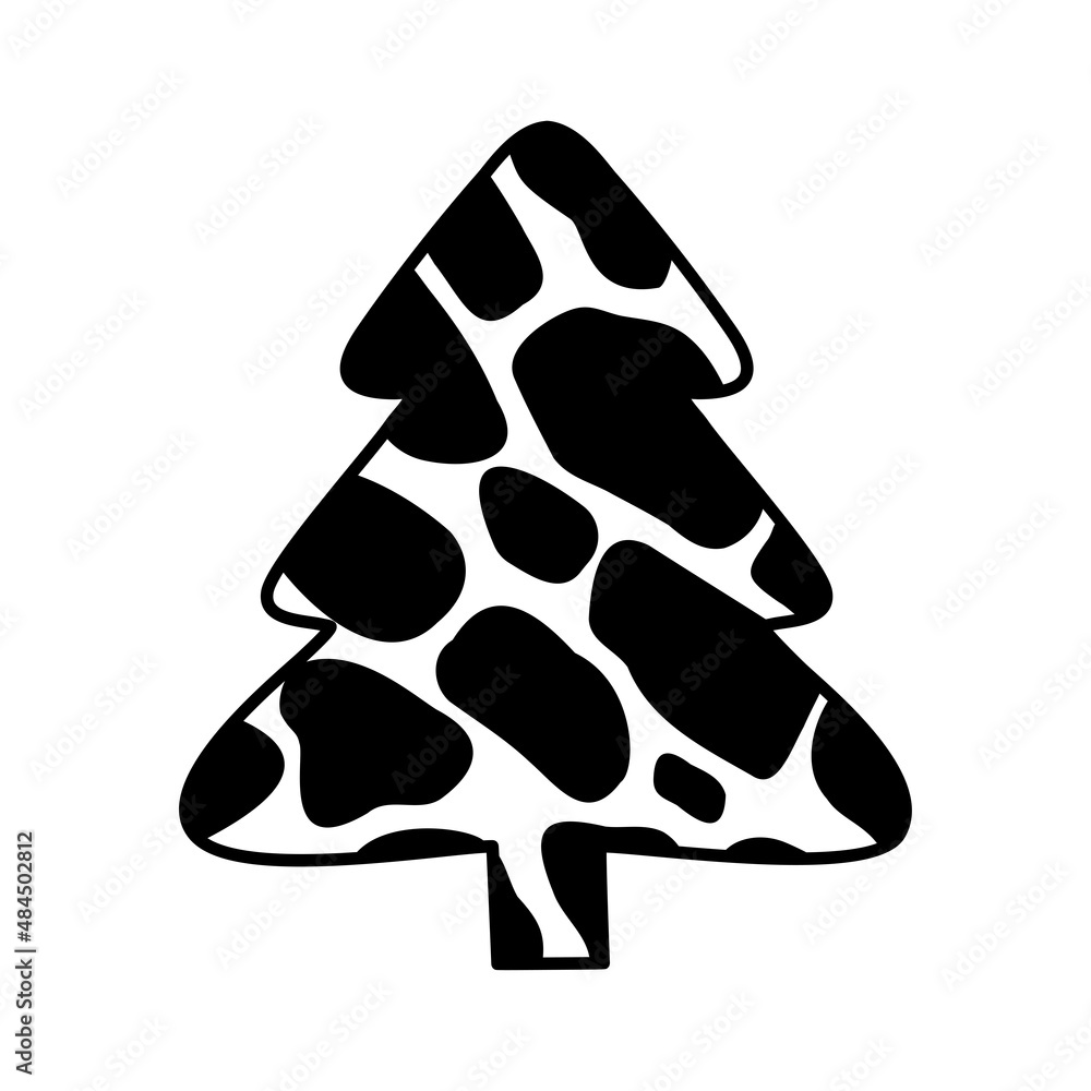 Christmas trees with cow print. Collection of Christmas tree with cow pattern. Colorful illustration of New Year design for banner, postcard, greeting card. Vector illustration. Christmas trees with cow print. Collection of Christmas tree with cow pattern. Colorful illustration of New Year design for banner, postcard, greeting card. Vector illustration.