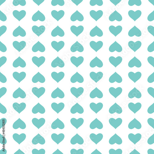 Seamless background with blue hearts on a white background.