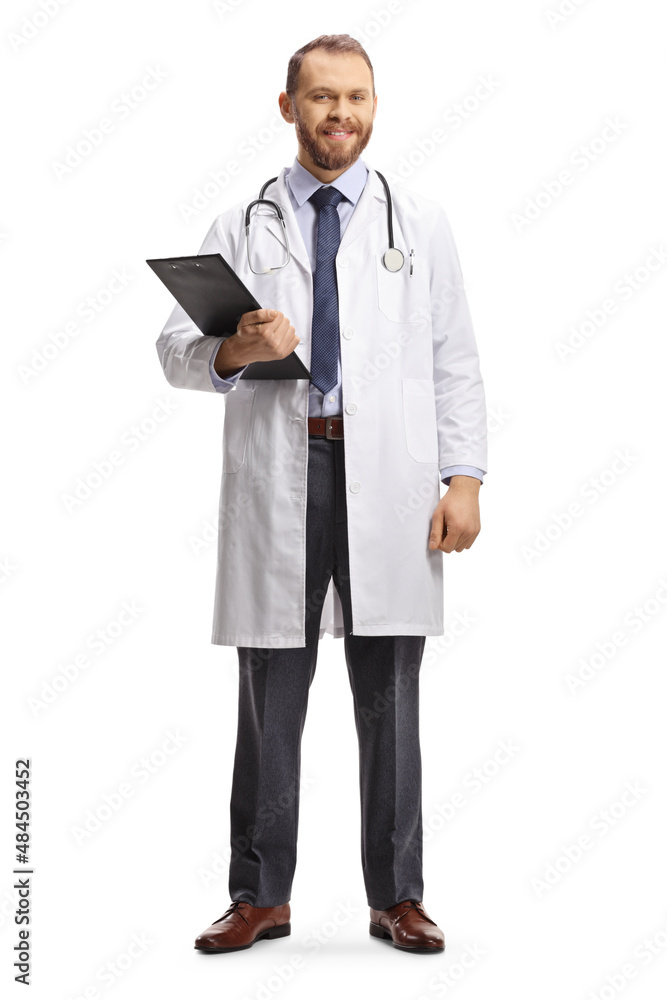 Male doctor smiling and walking towards camera Male doctor smiling and walking towards camera
