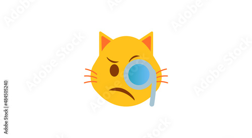 Vector Sphinx Cat Vintage. Cat face with Monocle emoji