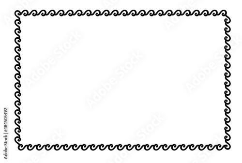 vector rectangle frame with seamless meander pattern. Greek key decorative border, constructed from continuous lines, shaped into a repeated motif.