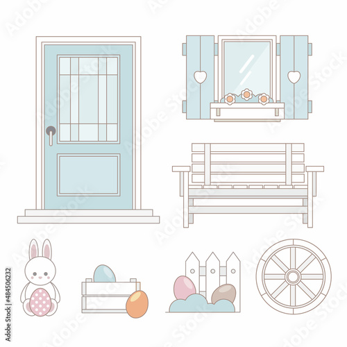 Yard Outdoor Easter Decorations. Spring Frony Porch Decor photo