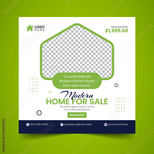 Real Estate House property Social Media Post Squire Banner Flyer Vector Template Design