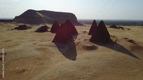 Nubian Pyramids of Sudan (4K Aerial) photo