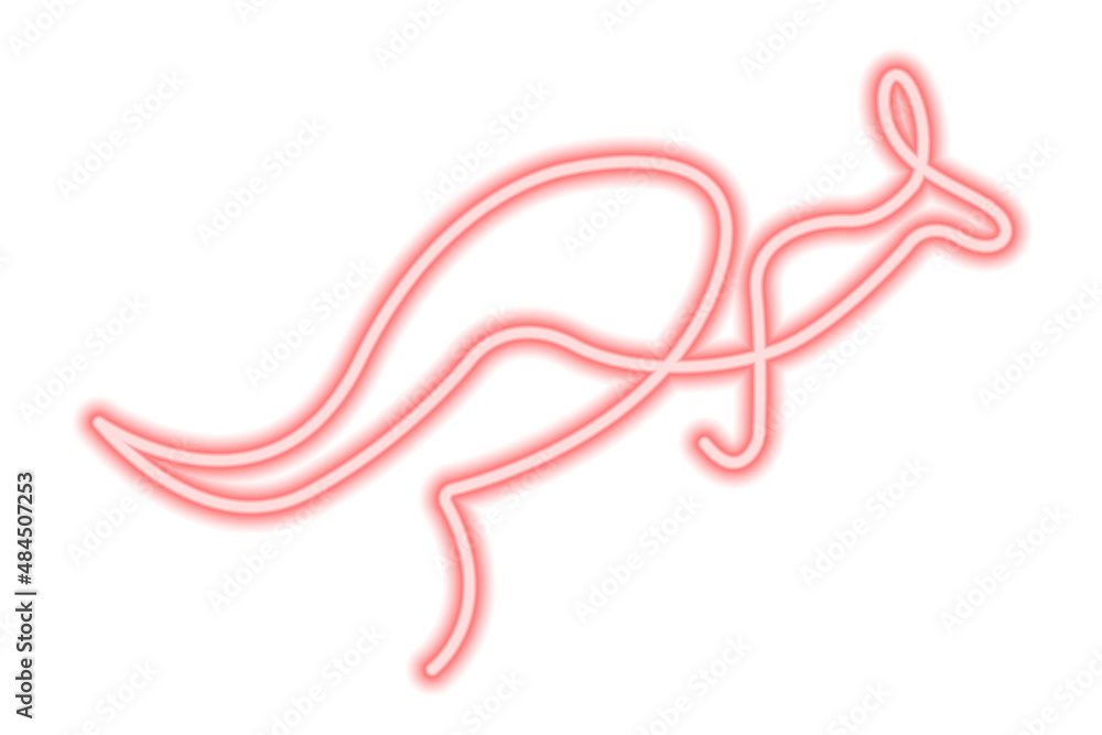 Red neon sign kangaroo isolated on white Red neon sign kangaroo isolated on white