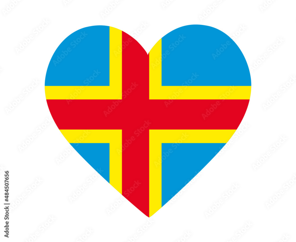 Aland Flag National Europe Emblem Heart Icon Vector Illustration Abstract Design Element Aland Flag National Europe Emblem Heart Icon Vector Illustration Abstract Design Element