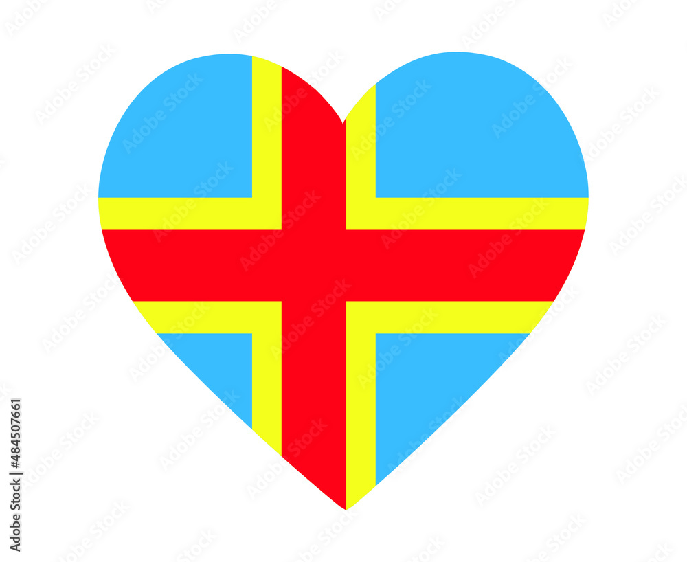 Aland Flag National Europe Emblem Heart Icon Vector Illustration Abstract Design Element Aland Flag National Europe Emblem Heart Icon Vector Illustration Abstract Design Element