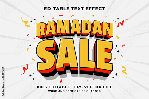 Editable text effect - Ramadan Sale 3d Traditional Cartoon template style premium vector