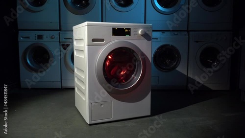 The Washing machine working with cinematic light.