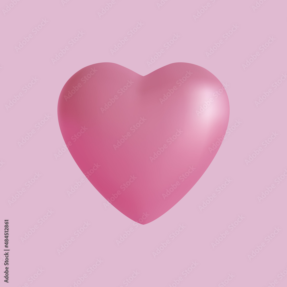 3D Vector Pink Heart Shape for Love and Romance Concept.