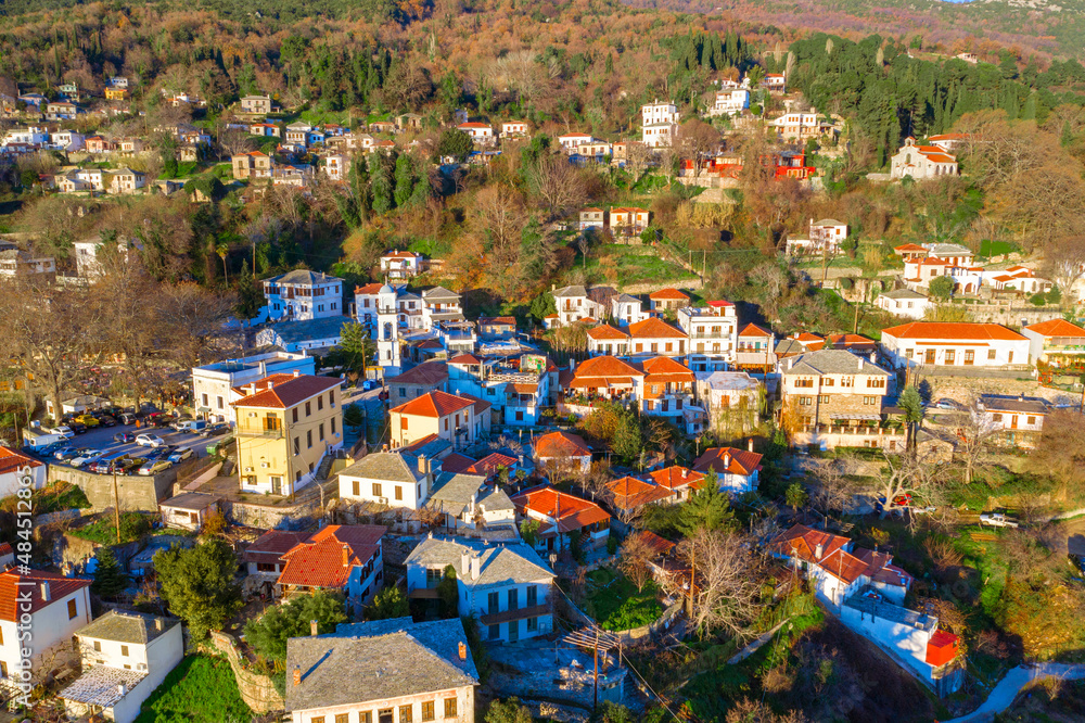Traditional greek village of Milies on Pelion mountain in central Greece.