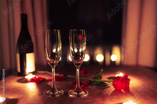 Romantic date setting, Valentines background 