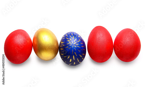 Five colorful easter eggs i...