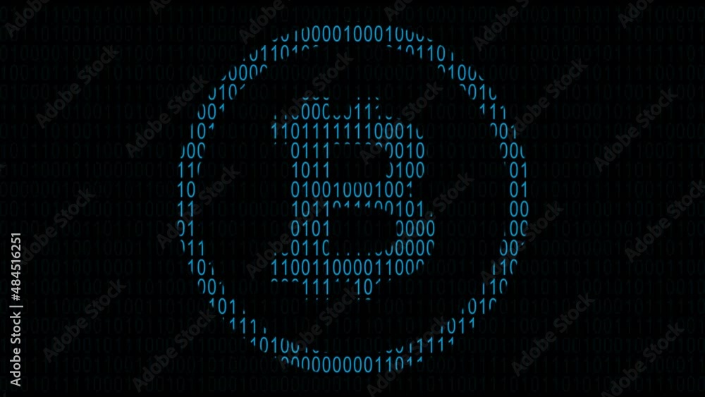 Bitcoin sign in binary code. Modern crypto currency concept. Blockchain.