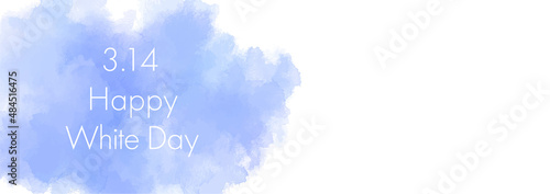 ホワイトデーのイラスト背景素材　リアルな手描き水彩風フレーム　バナー　横長