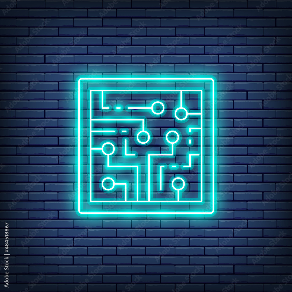 CPU, computer chip, electronic circuit, processor neon sign. CPU, computer chip, electronic circuit, processor neon sign.