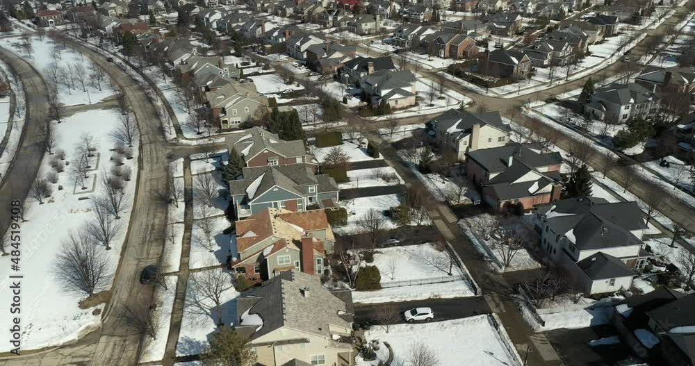 Aerial view of a neighborhood in winter Aerial view of a neighborhood in winter
