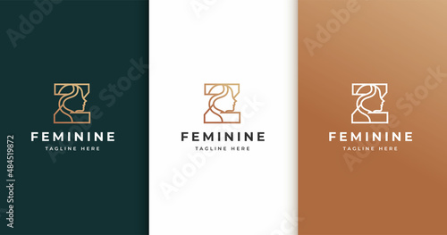 Minimalist letter z feminine logo design with luxury lines woman s face